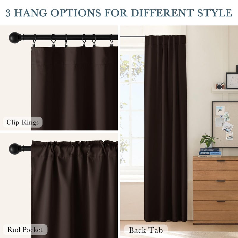 PONY DANCE Small Blackout Curtains for Kitchen Windows, Short Drapes for Bathroom, Thermal Insulated Window Curtains Tiers for Basement, W 29 x L 36, Brown, 1 Pair - Image 4